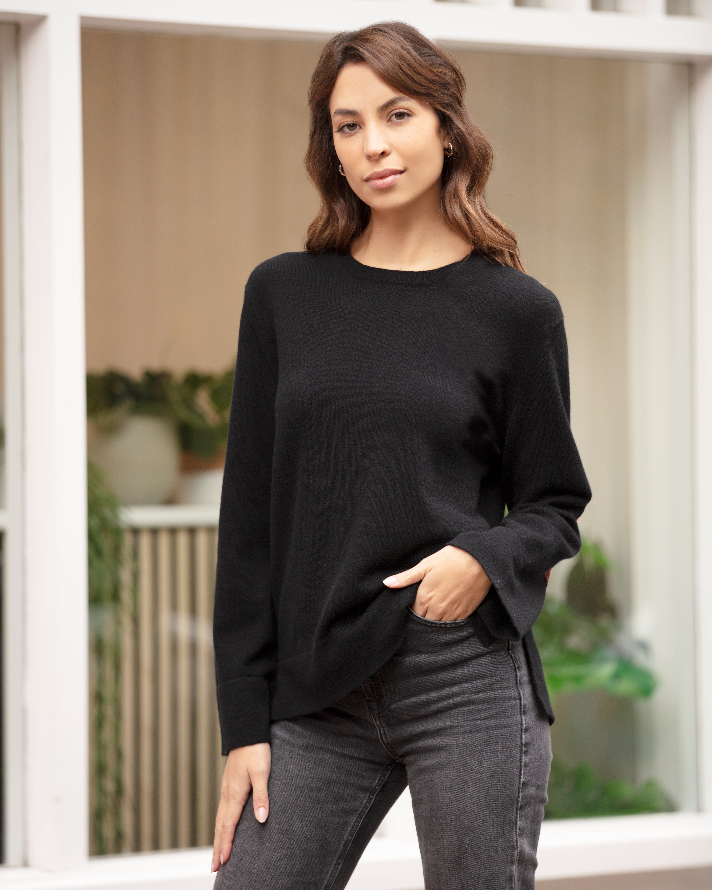 Black loose fit jumper sale